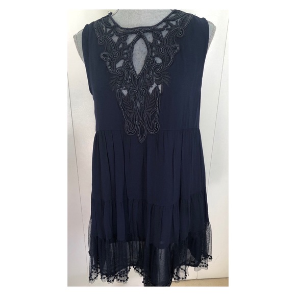 Zara Navy Dress with Embroidered Beads - Picture 3 of 7